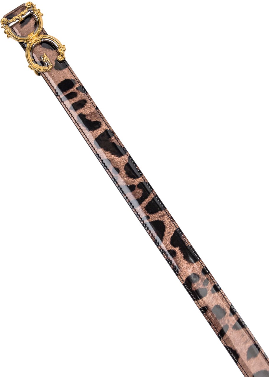Dolce & Gabbana Leopard Print Belt Bruin