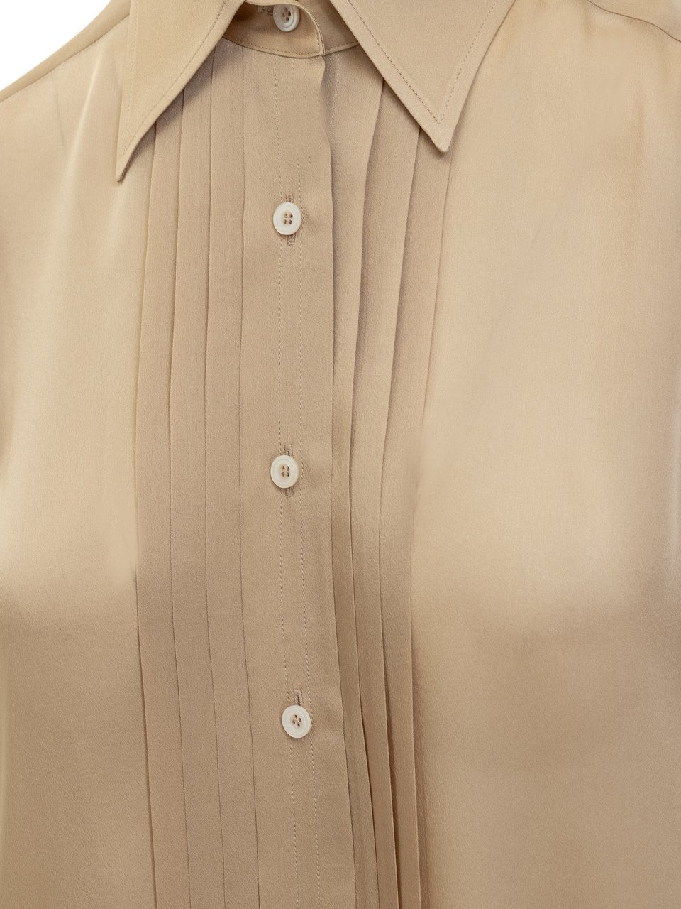 Tom Ford Camicia in Seta con Dettaglio Plissettato Beige