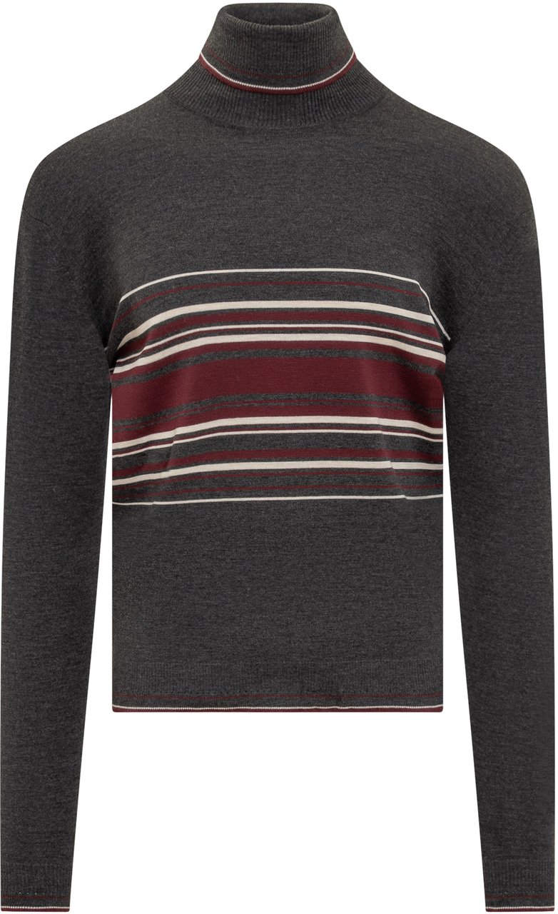 Dolce & Gabbana Heren Wool turtle neck Zwart/Rood Zwart