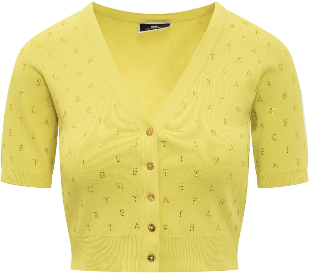 Elisabetta Franchi Cardigan con Strass Lettering Geel