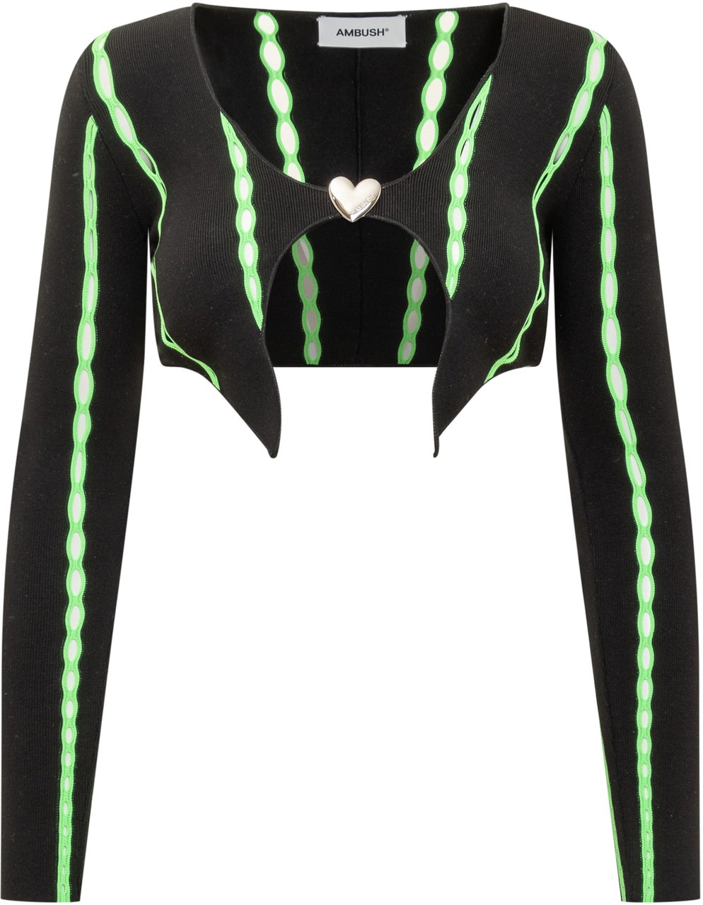 AMBUSH Crop Knit Cardigan Black Sharp Green Zwart