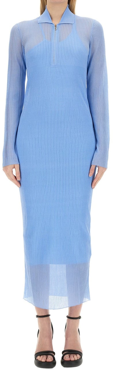 Fendi Fendi Light blue silk blend long dress Lichtblauw