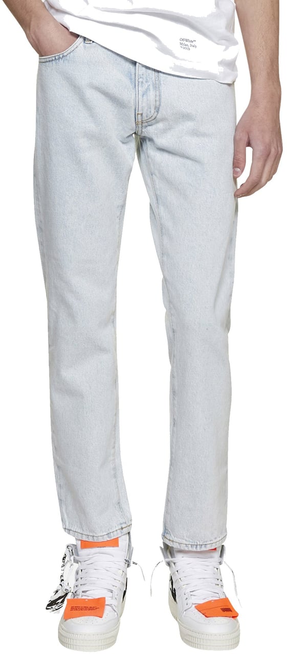 OFF-WHITE Jeans slim con stampa diag tab blu Blauw