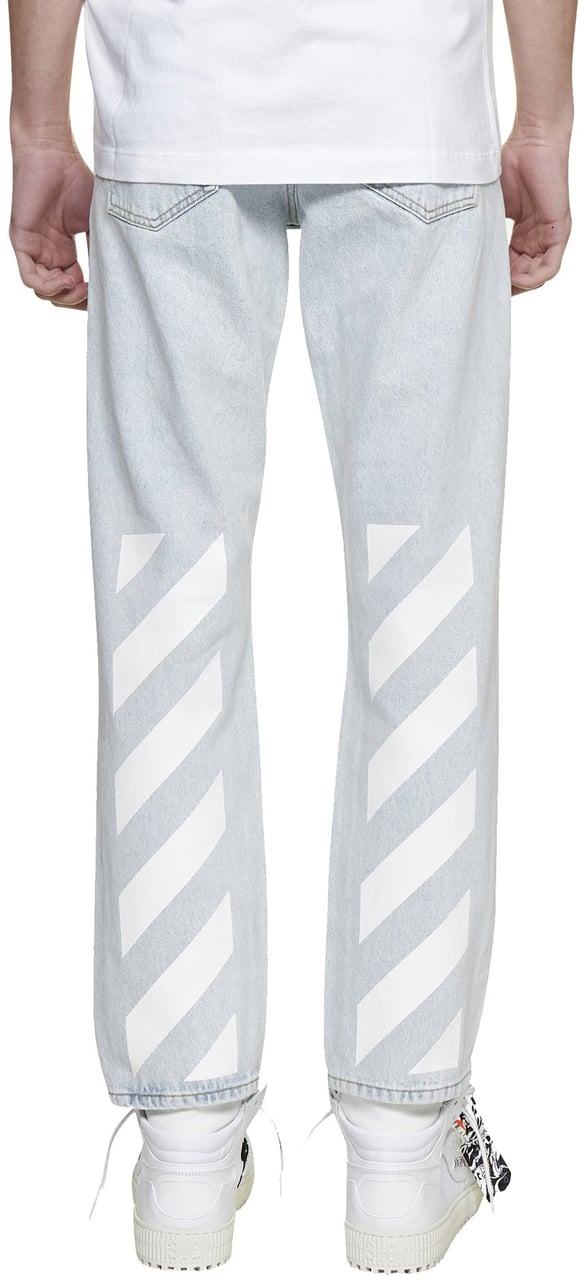 OFF-WHITE Jeans slim con stampa diag tab blu Blauw