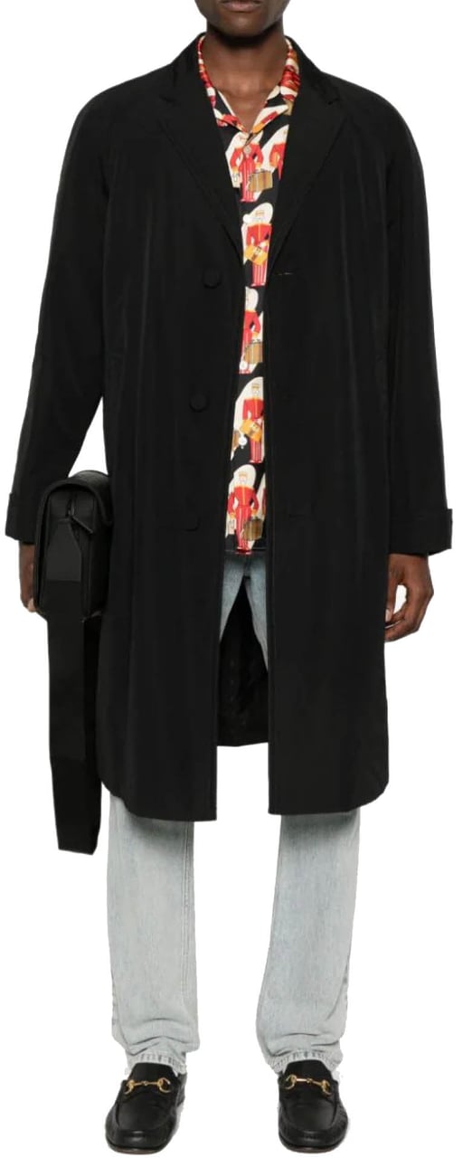 Gucci Single-breasted Cotton Poplin Coat Zwart