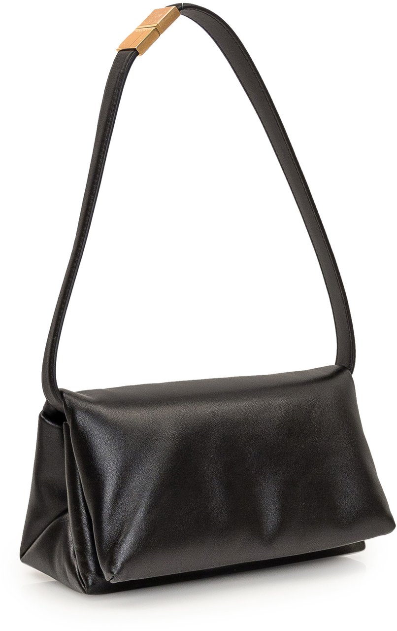Marni Marni Black leather Prisma crossbody bag Zwart