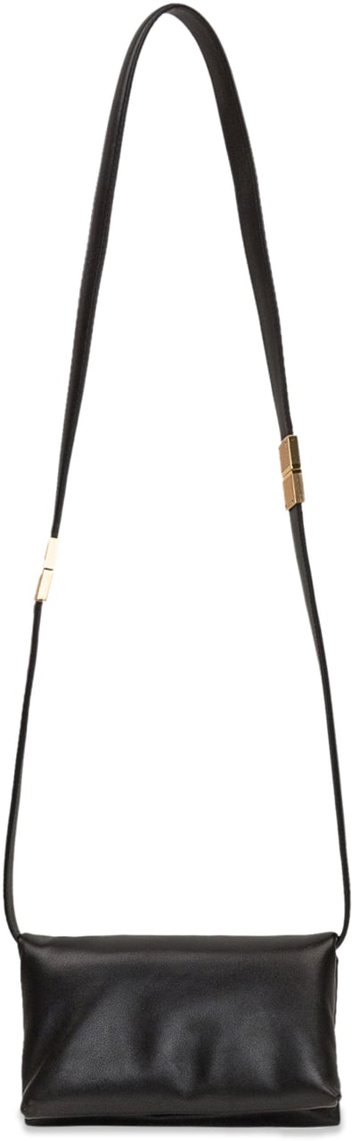 Marni Marni Black leather Prisma crossbody bag Zwart