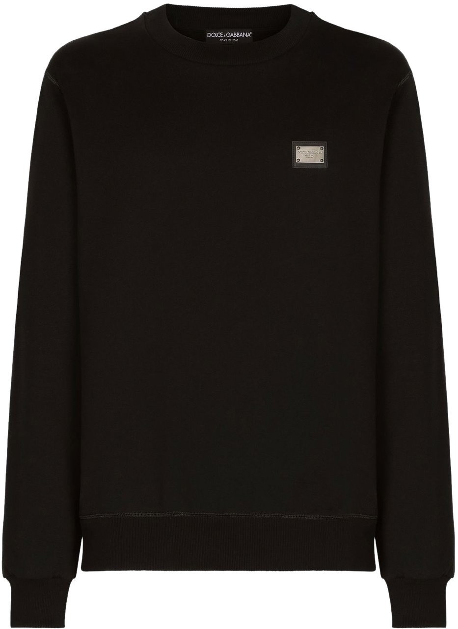 Dolce & Gabbana Jersey Sweatshirt With Branded Tag Zwart