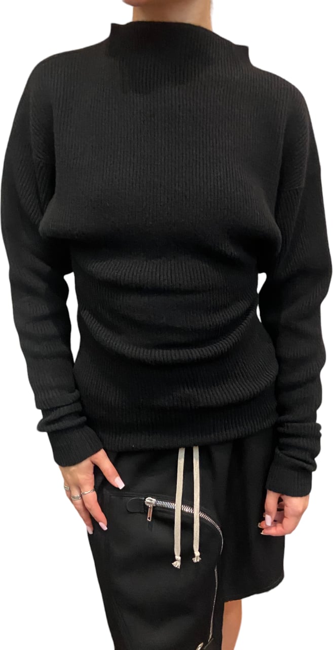 Rick Owens Pull Col Rond Montant Manches Chauve souris Dafne Rick Owens Femme RP02D3640 KWV 09 Zwart