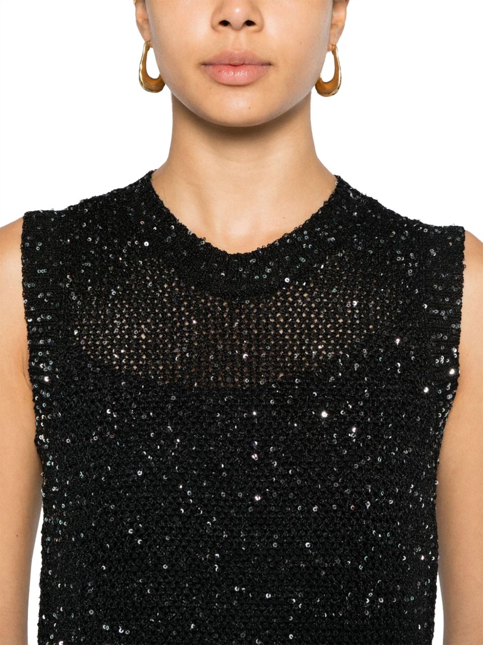 Golden Goose Knit vest with sequins 'Melyssa' Zwart