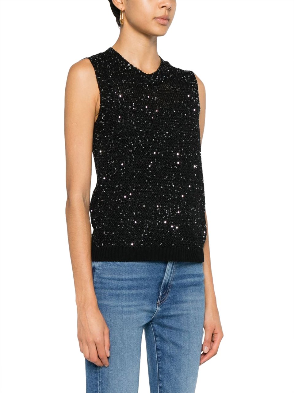 Golden Goose Knit vest with sequins 'Melyssa' Zwart