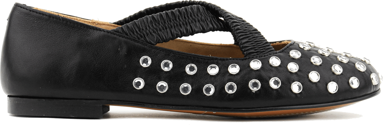 Toral Silvie Crystals Criss Cross Ballerina Black Zwart