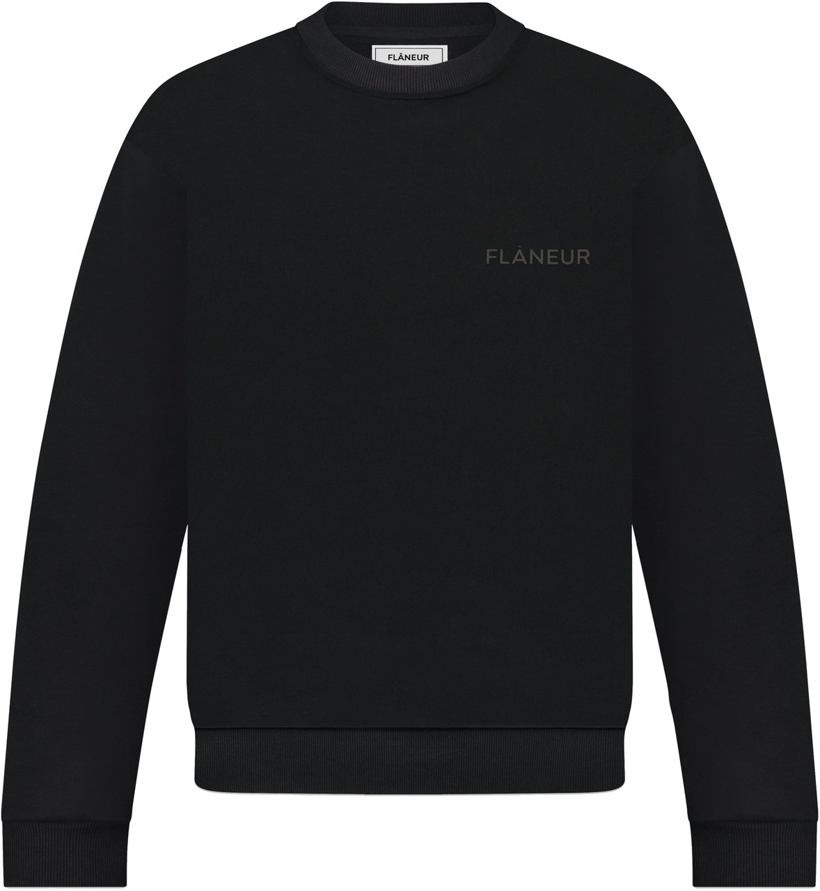 FLÂNEUR Tonal Logo Sweater | Black Zwart