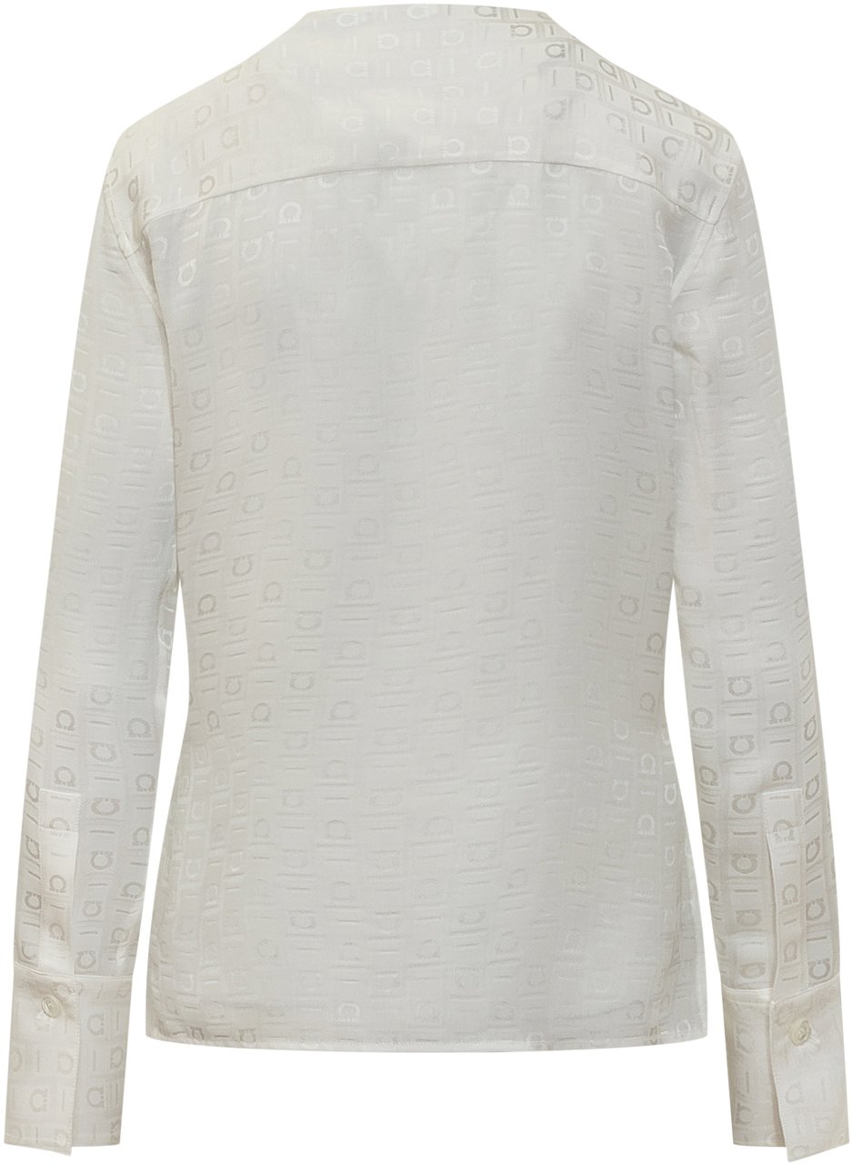 Ferragamo Camicia in Seta con Logo Wit