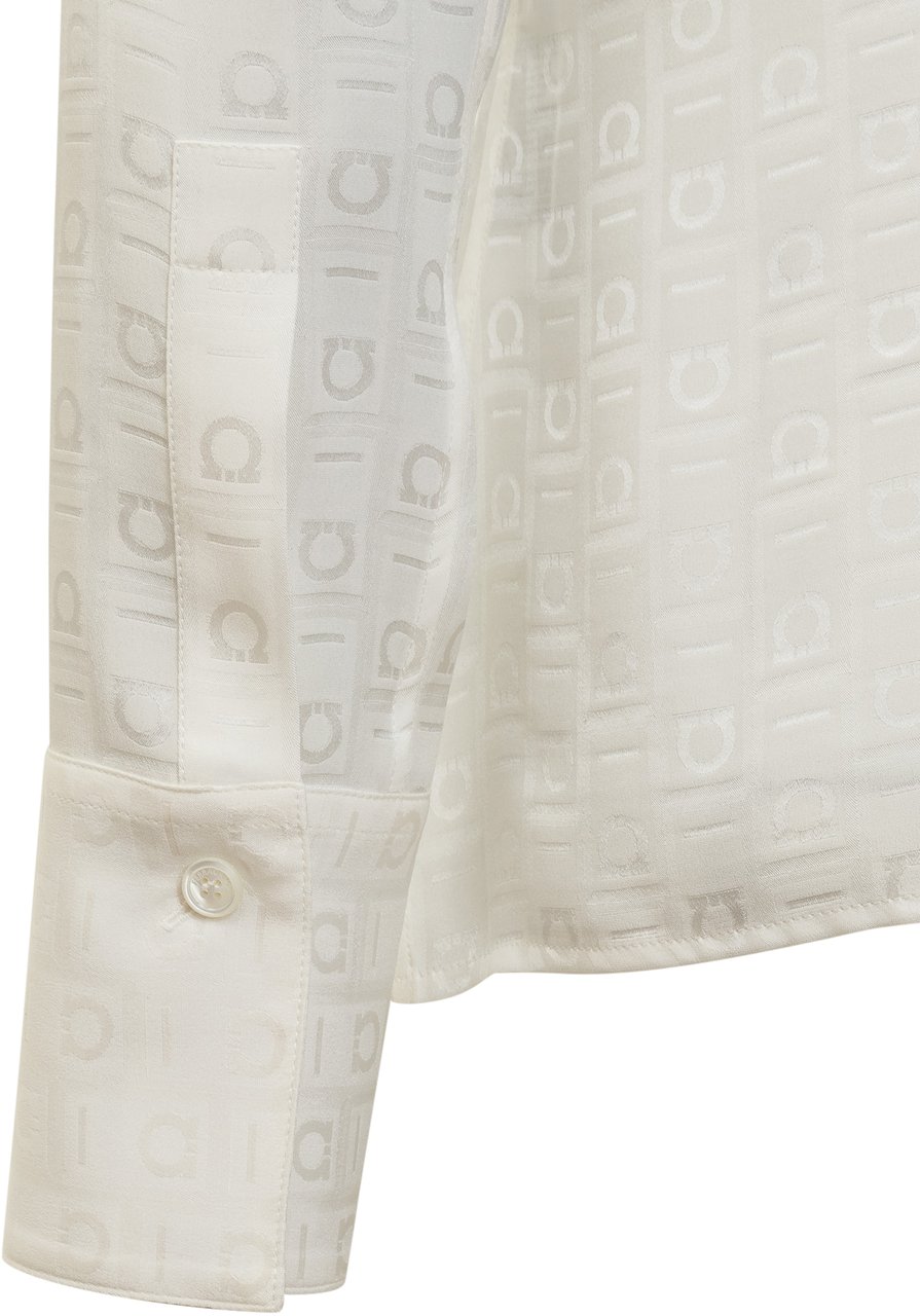 Ferragamo Camicia in Seta con Logo Wit