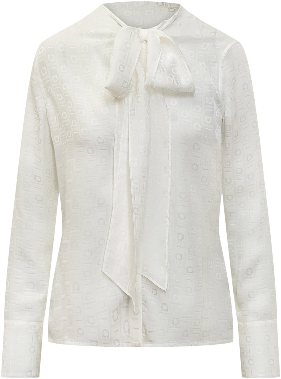 Ferragamo Camicia in Seta con Logo Wit