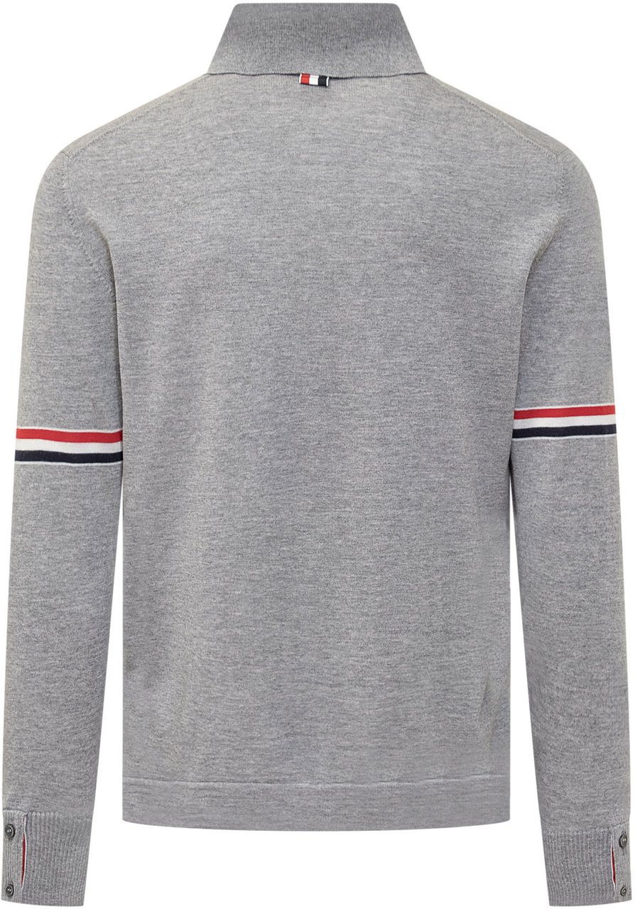 Thom Browne Polo Striped in Lana Vergine Grijs