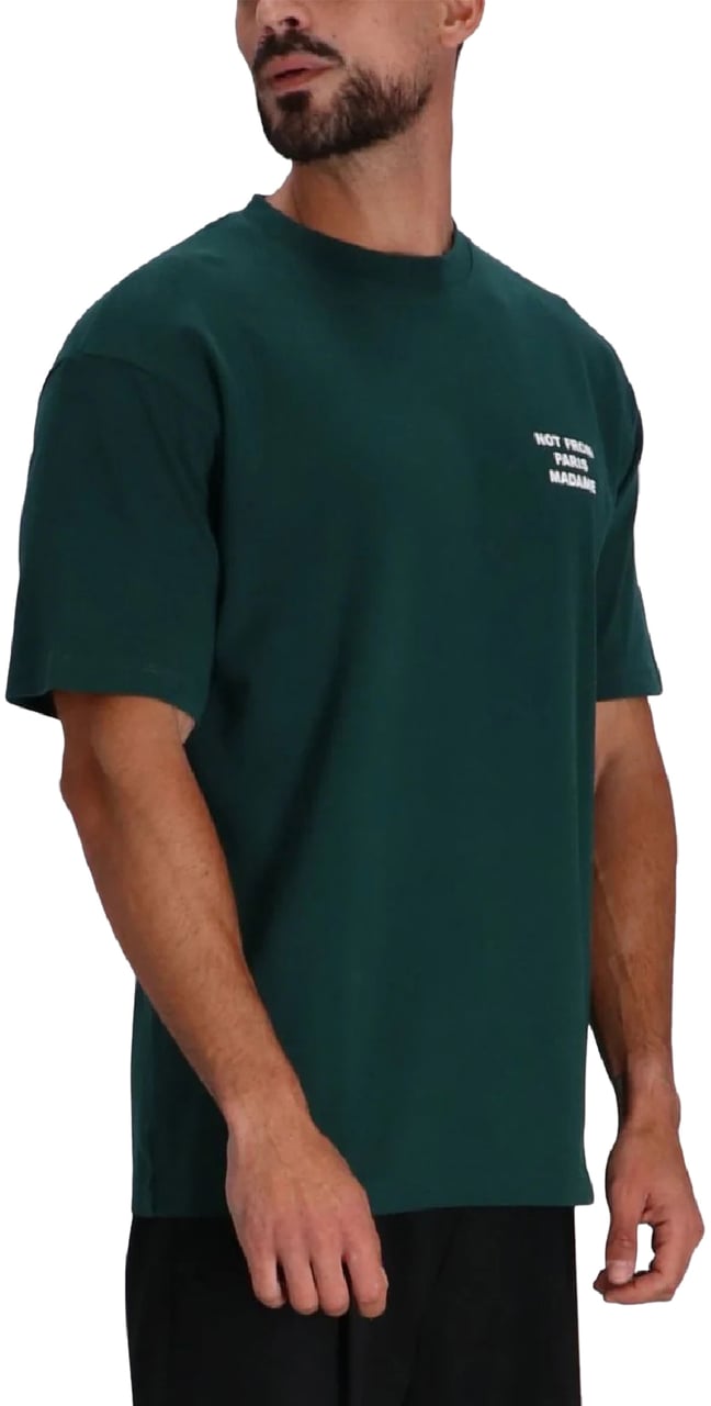 Drôle de Monsieur Heren Slogan T-Shirt Groen Groen