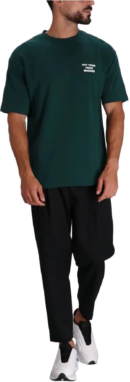 Drôle de Monsieur Heren Slogan T-Shirt Groen Groen