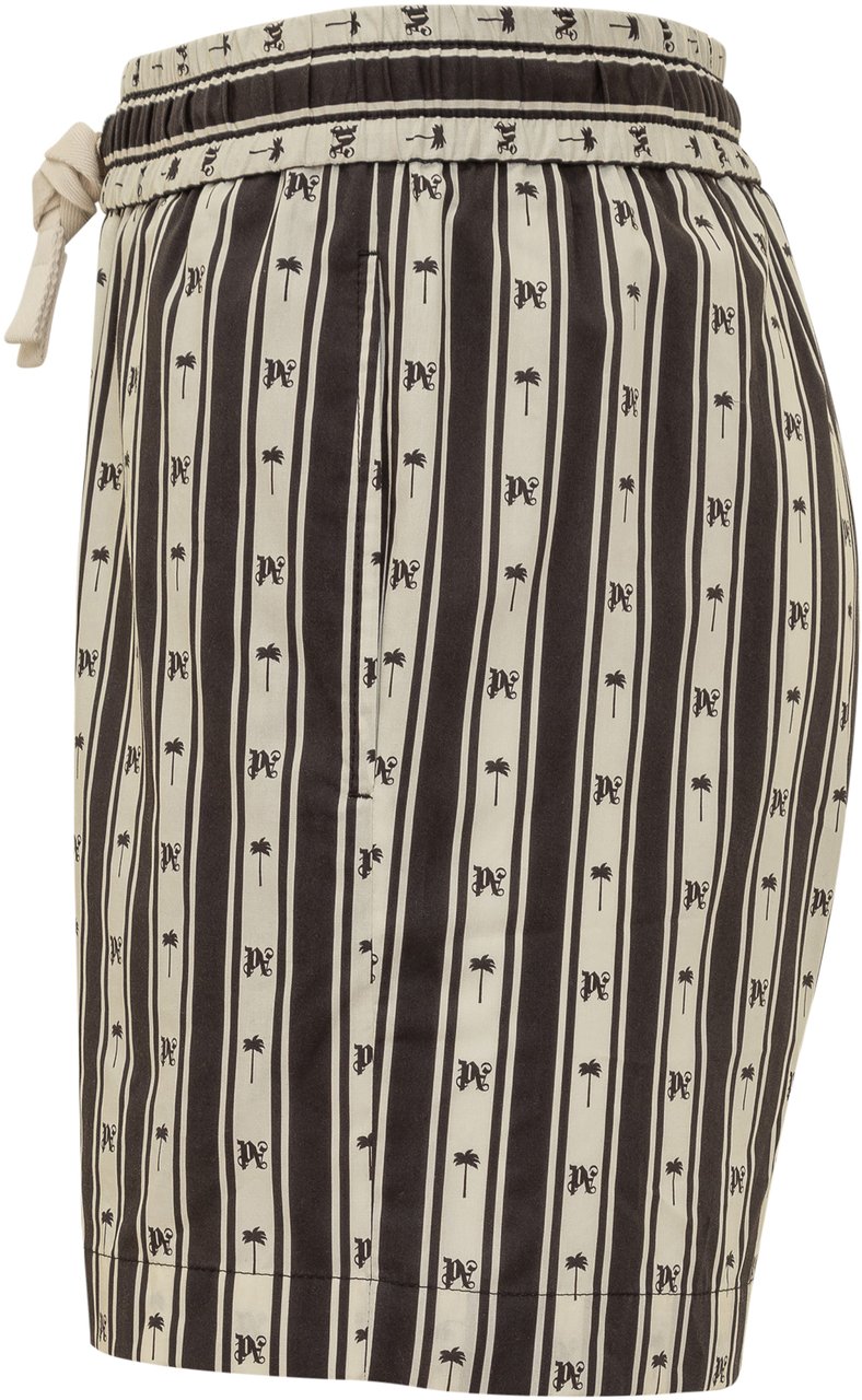 Palm Angels Shorts Striped PA Monogram Wit