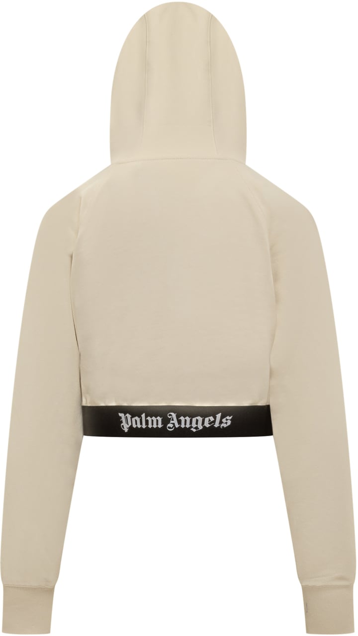 Palm Angels Felpa con Cappuccio Logo Tape Beige