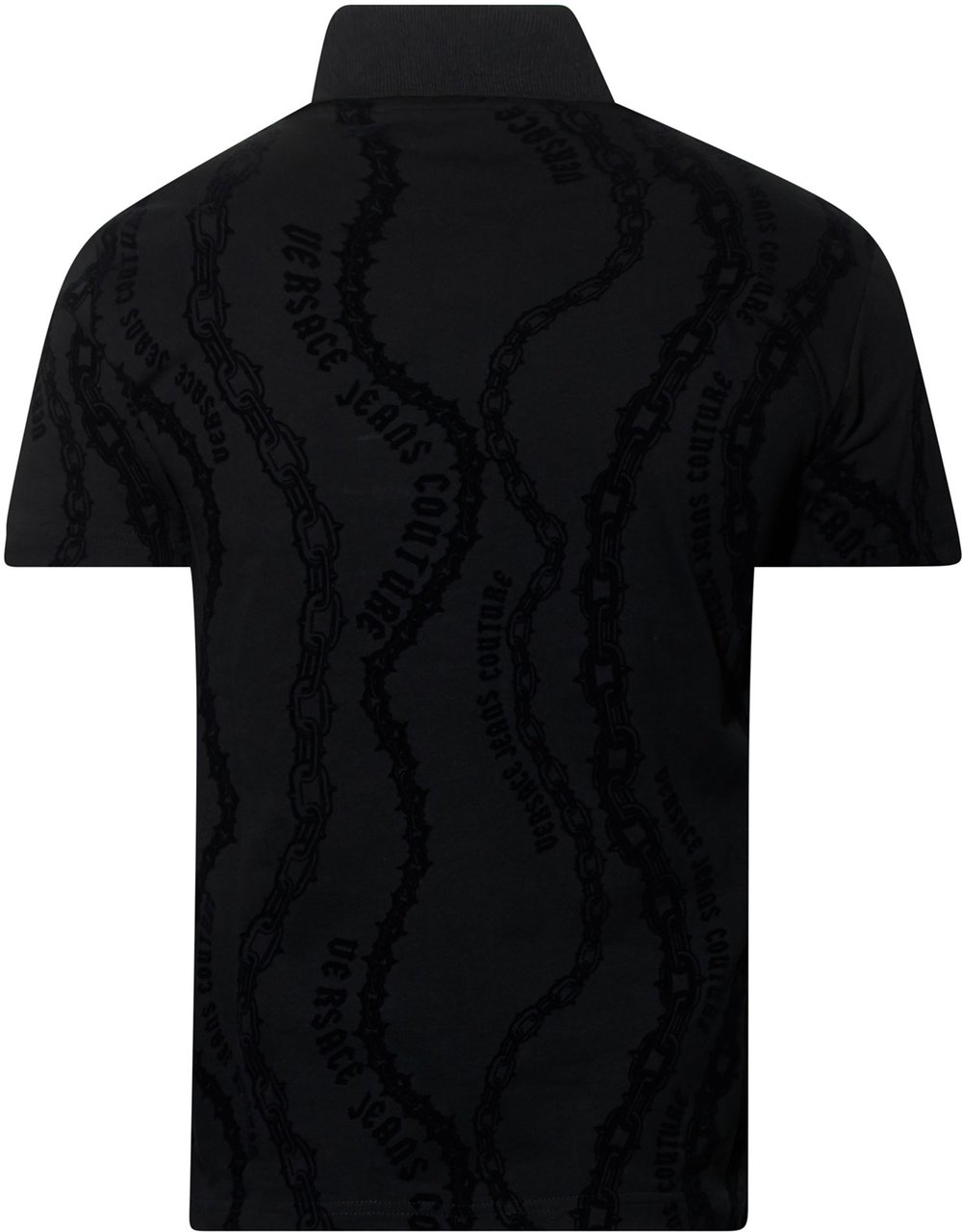 Versace Jeans Couture Polo Black Flock Print Zwart