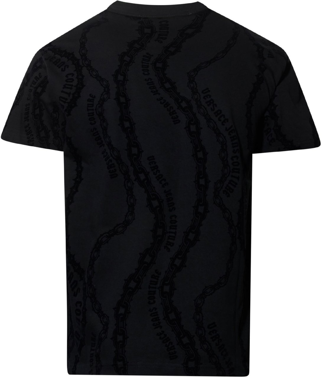 Versace Jeans Couture T-shirt Black Flock Print Zwart