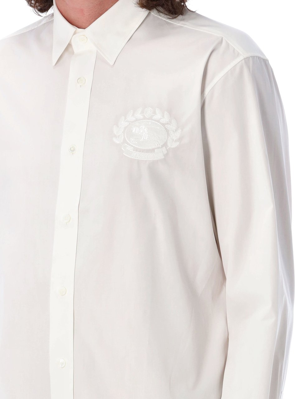 Burberry Long-Sleeve White Shirt with Button-Down Front Wit