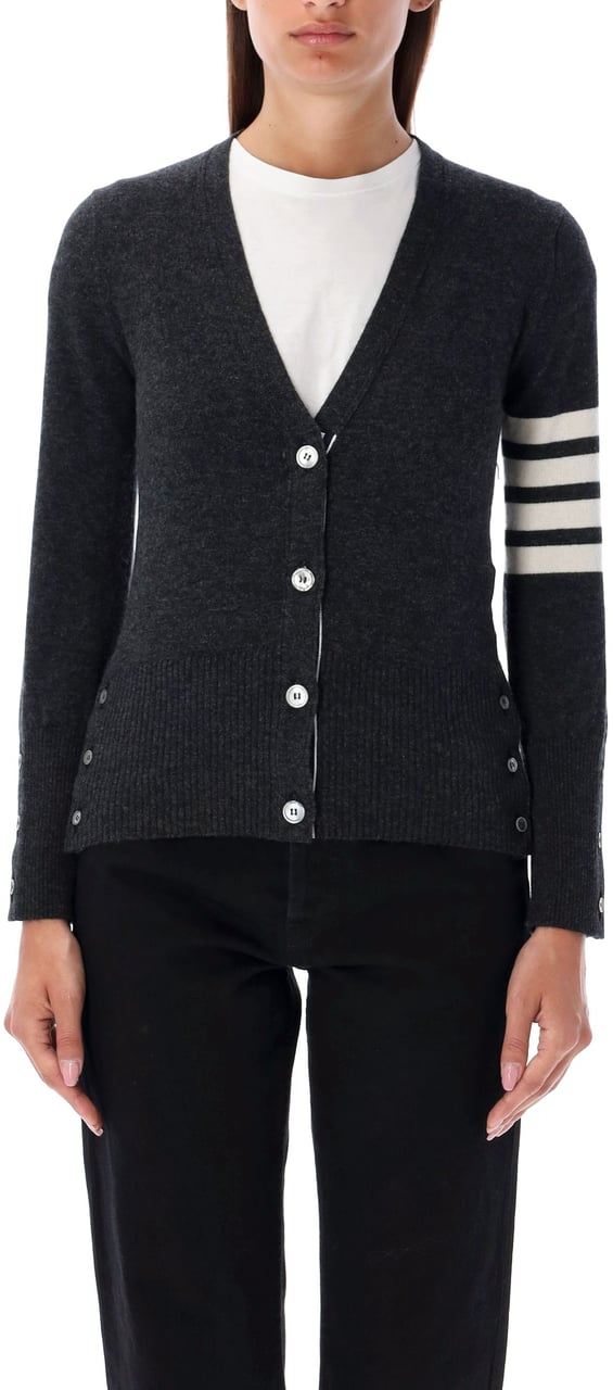 Thom Browne Thom Browne Graphite cashmere cardigan Grijs