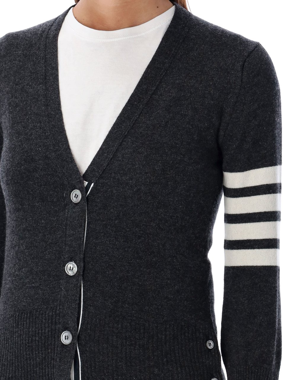 Thom Browne Thom Browne Graphite cashmere cardigan Grijs