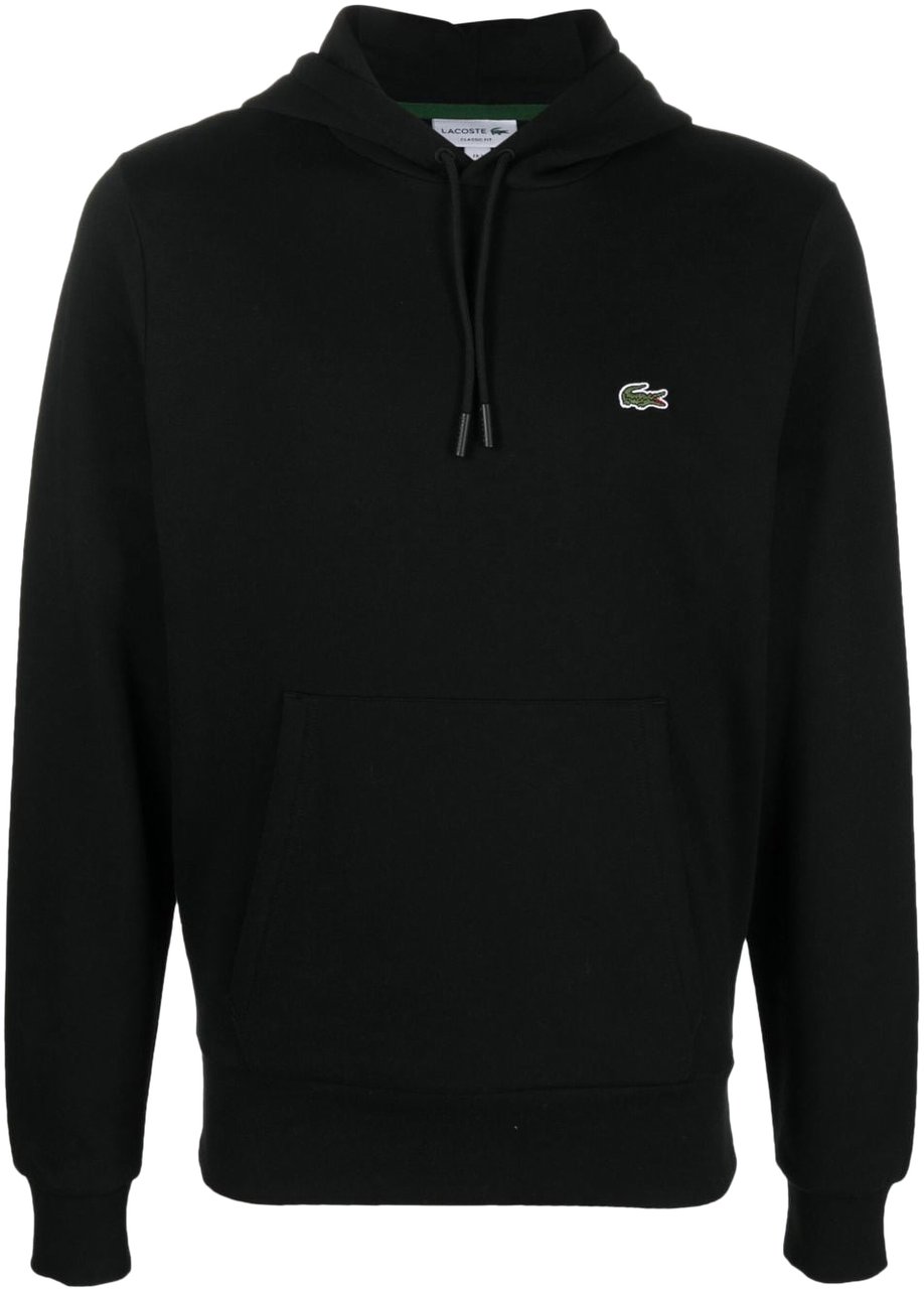Lacoste hoodie en coton a patch logo Zwart