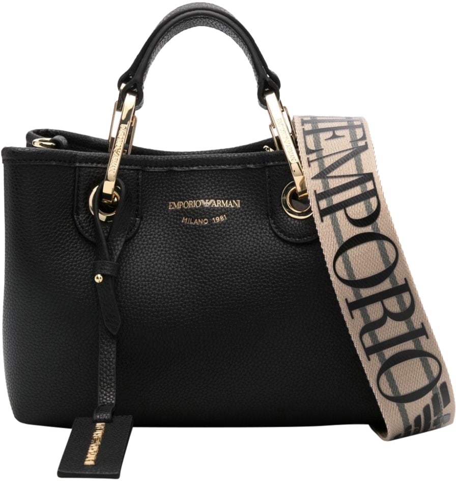 Emporio Armani Shopping S With Chain Suede+Vitello Liscio - Shopp Nero/Silver Divers