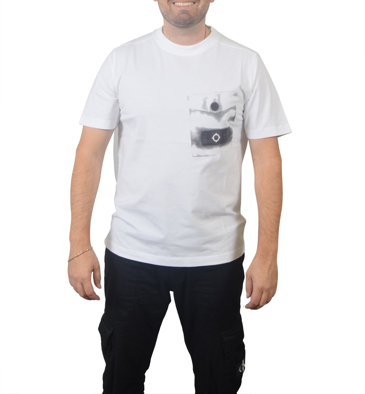 Ma.Strum Ma.Strum Trompe Loeil Pocket Tee Wit