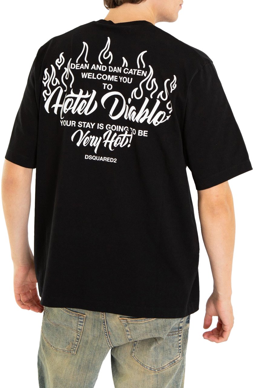 Dsquared2 Heren Hotel Diablo T-Shirt Zwart Zwart