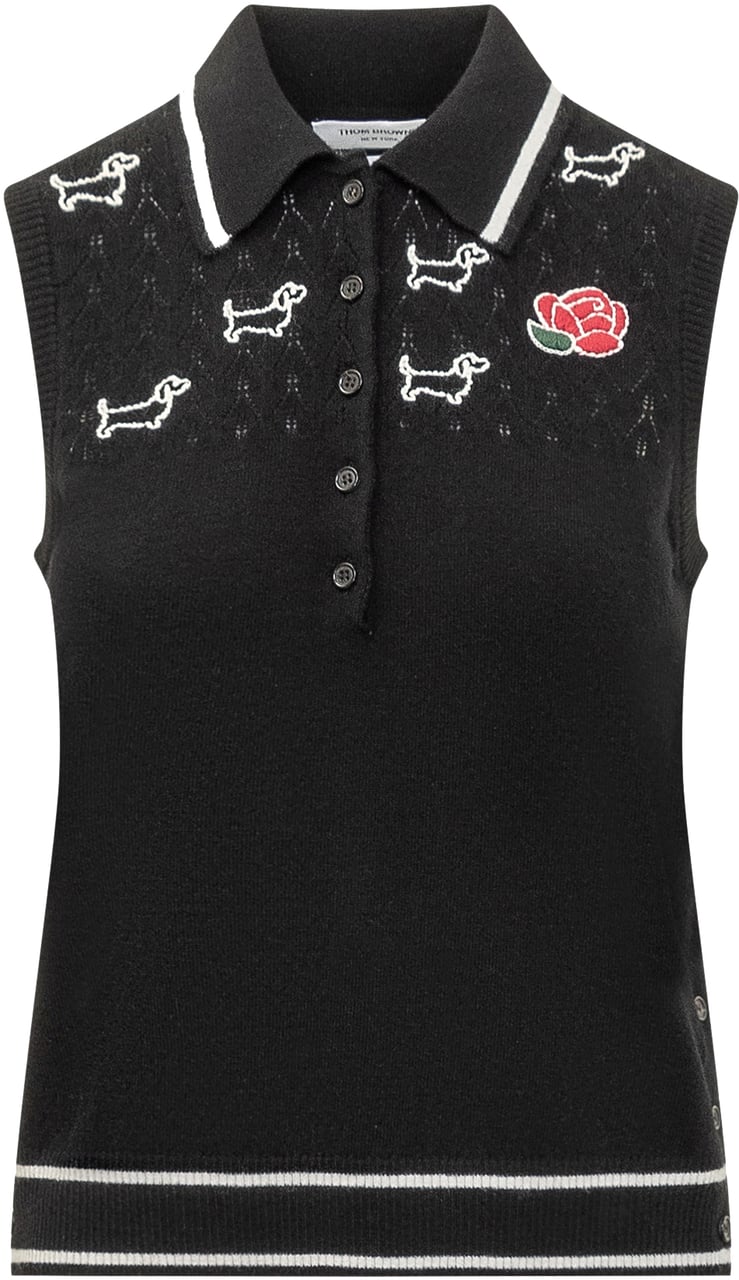 Thom Browne Polo con Logo Rosa e Hector Zwart