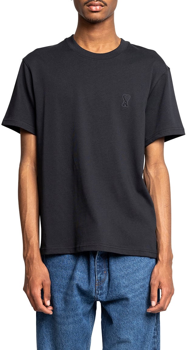 AMI Paris CLASSIC ADC EMBOSSE TSHIRT BLACK Zwart