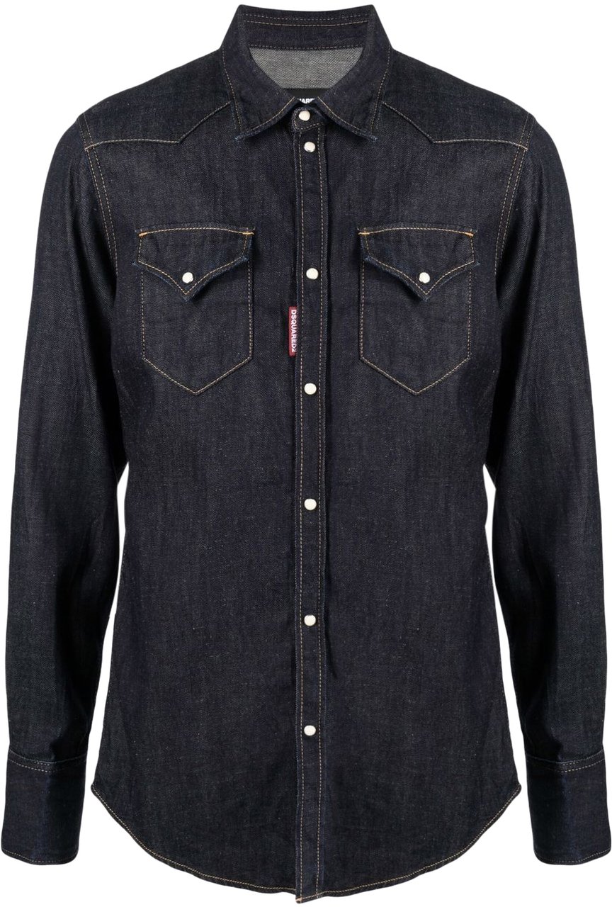 Dsquared2 Hemp Western Denim Shirt Blauw