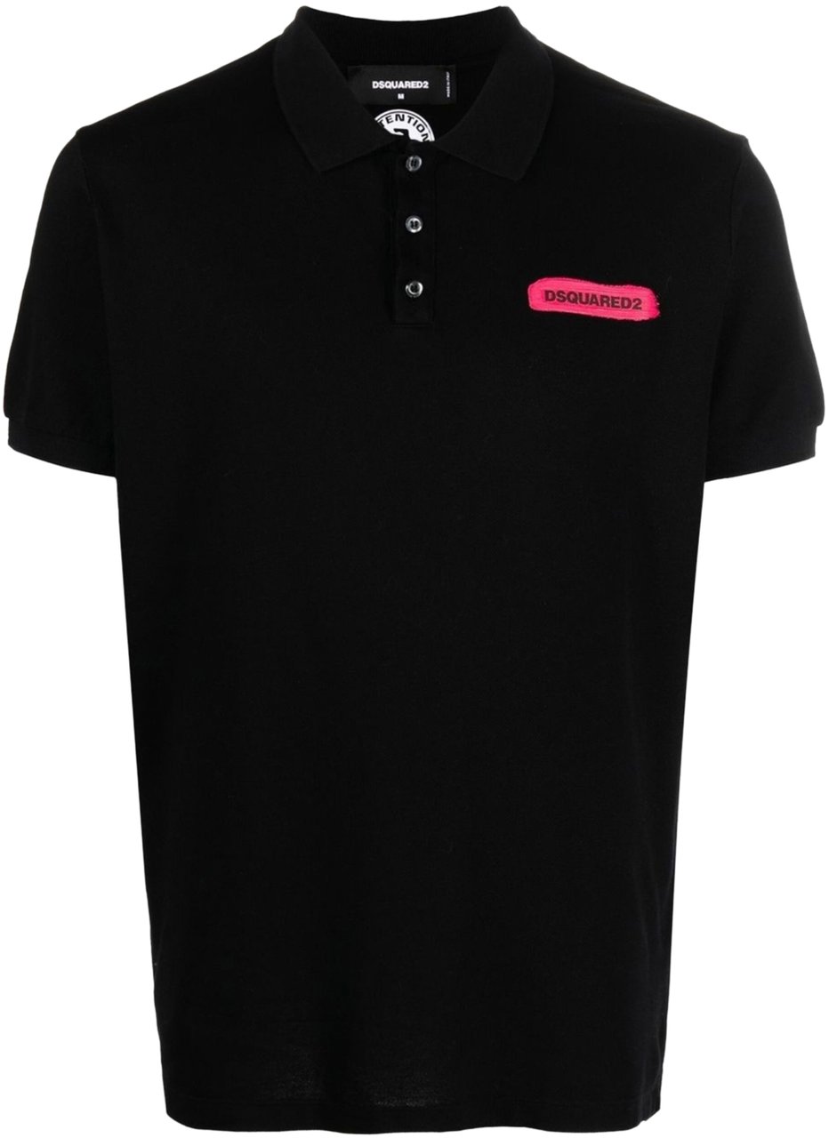 Dsquared2 D2 Tennis Logo Printed Polo Shirt Zwart