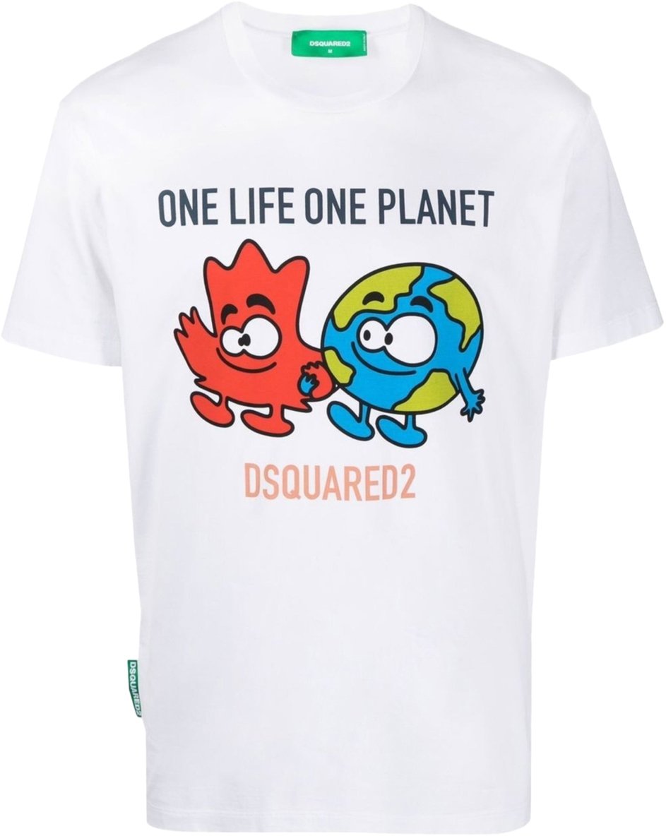 Dsquared2 One Life One Planet Logo T-shirt Wit