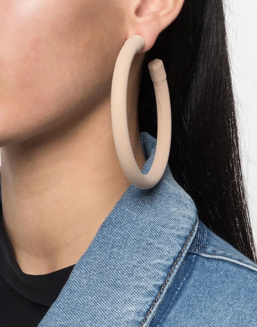 Maison Margiela Mm6 Large Open Hoop Earrings Beige