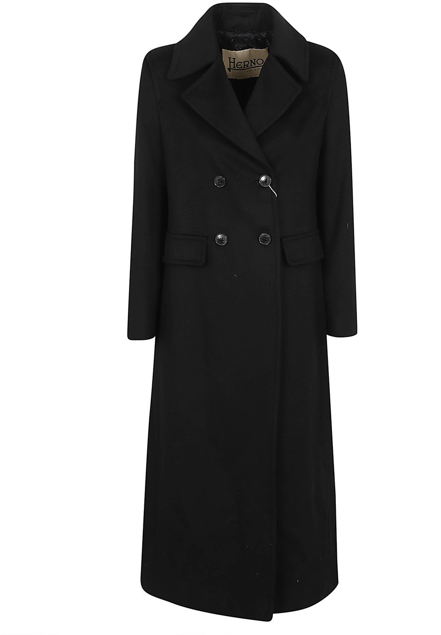 Herno long wool coat Zwart