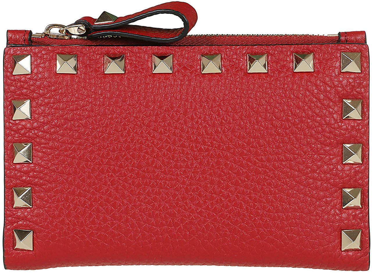 Valentino coin pursecard case rockstud Rood