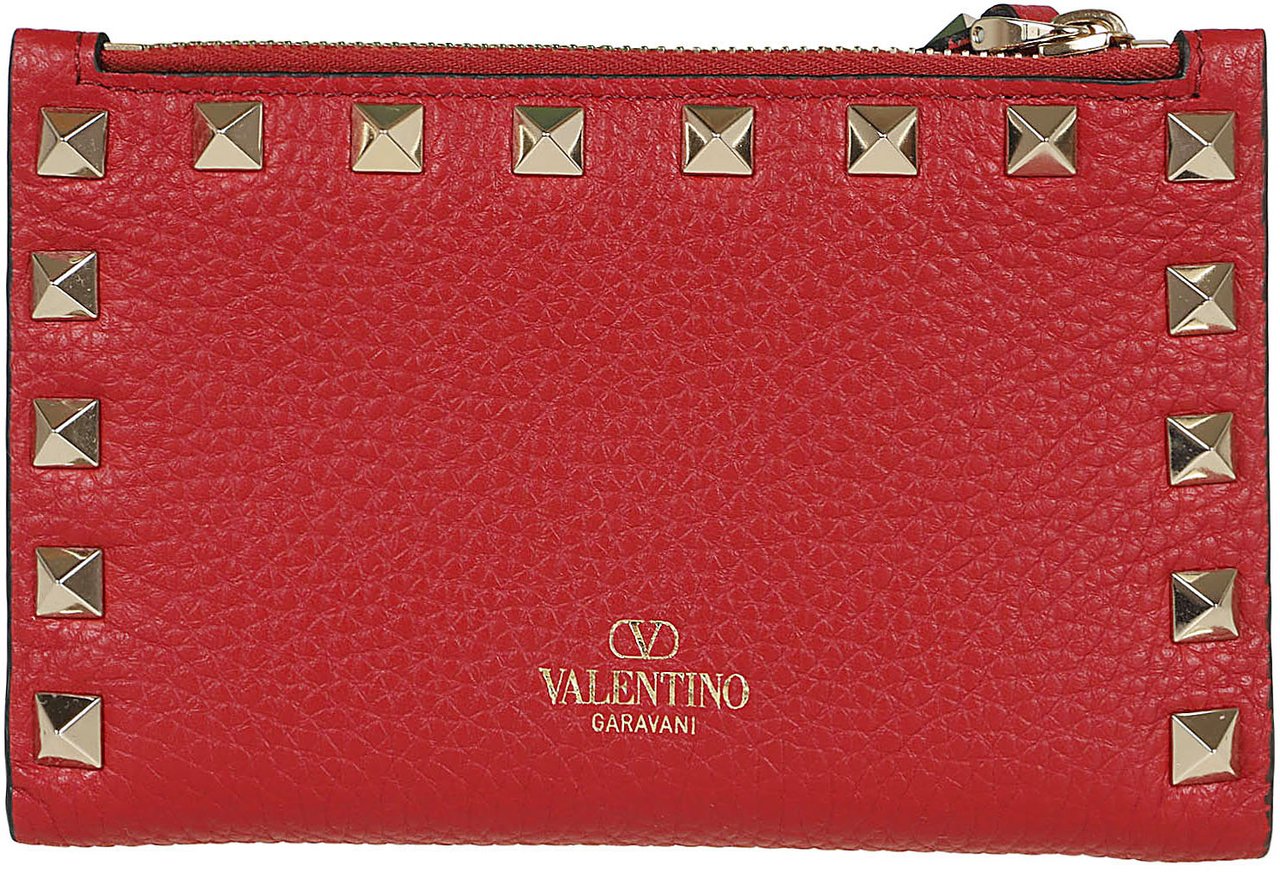 Valentino coin pursecard case rockstud Rood