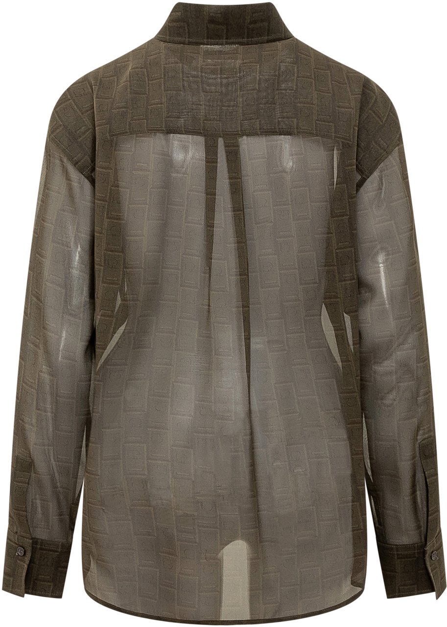 Ferragamo Camicia con Stampa Monogram Groen