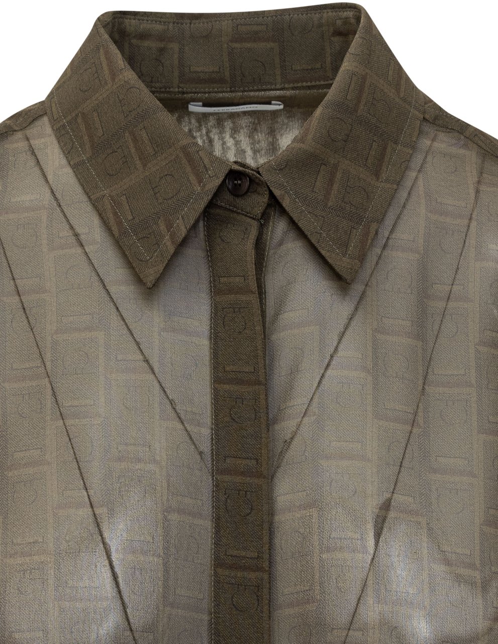 Ferragamo Camicia con Stampa Monogram Groen