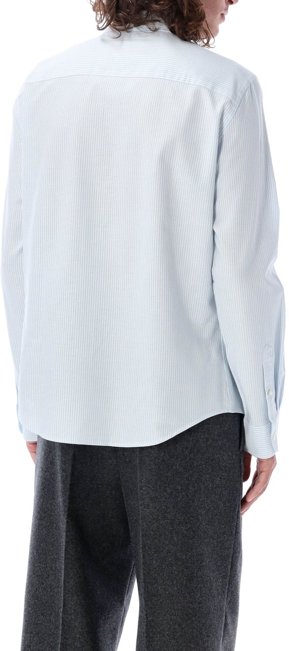 AMI Paris Red Adc Oxford Shirt Light Blue White Blauw