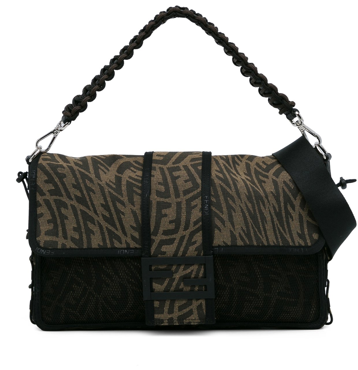 Fendi Large Zucca Vertigo Mesh Baguette Satchel Bruin