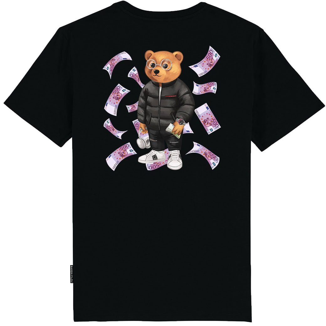 Baron Filou Organic Backprint T-Shirt, Filou XCIII. Flying Euro Zwart