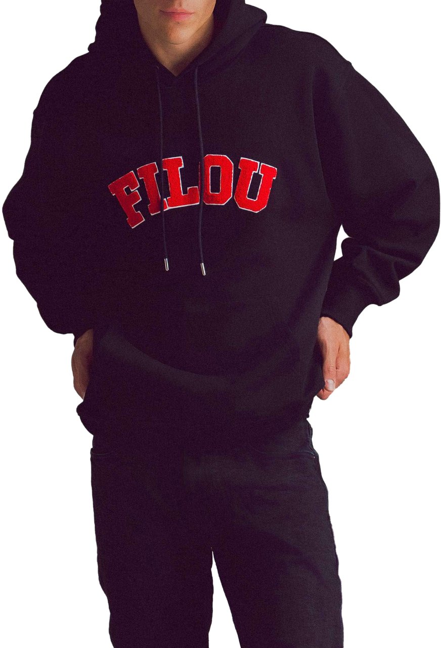 Baron Filou Organic Oversized Backprint Hoodie Chenille, Filou XCII. Zwart