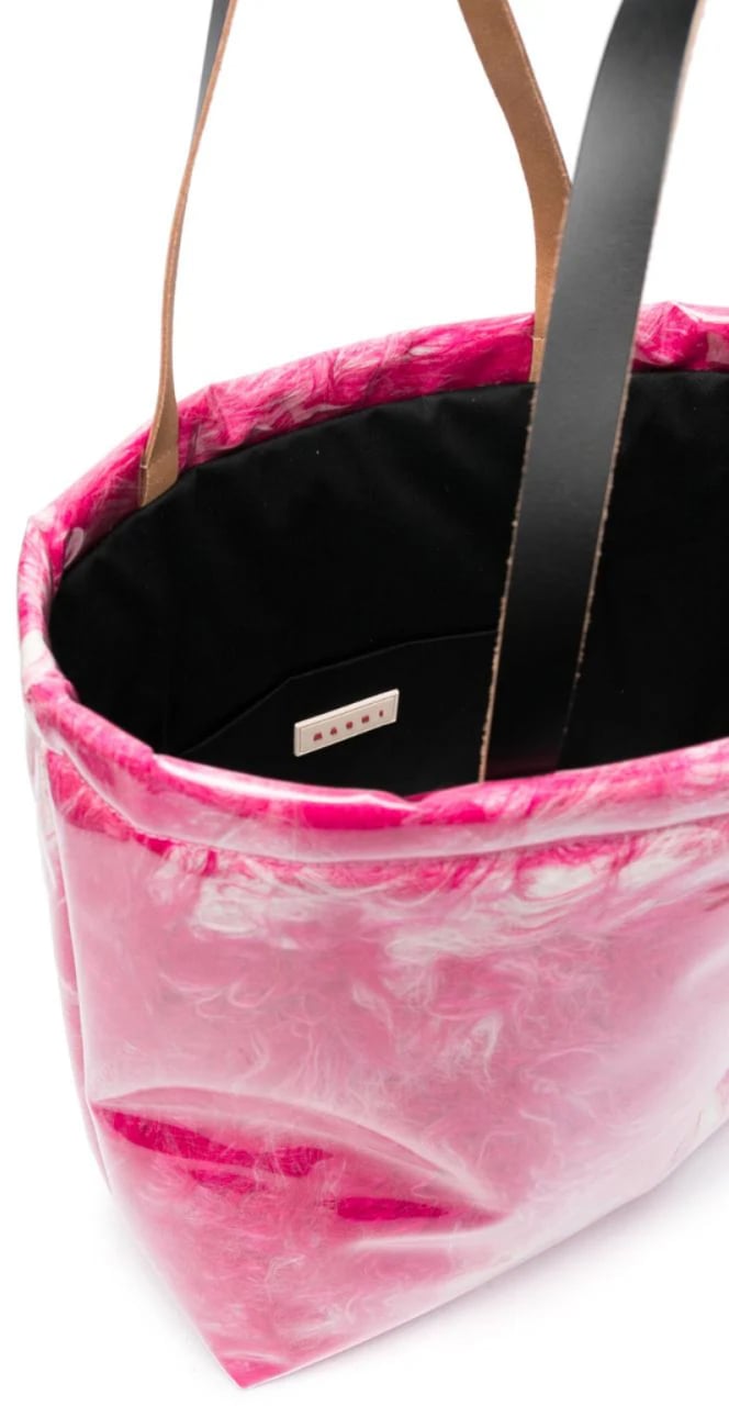Marni Logo Patch Covered Shearling Tote Bag Roze